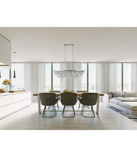 Michelle 5 Light Chrome Oval Ceiling Bar Pendant with Glass Balls_Room