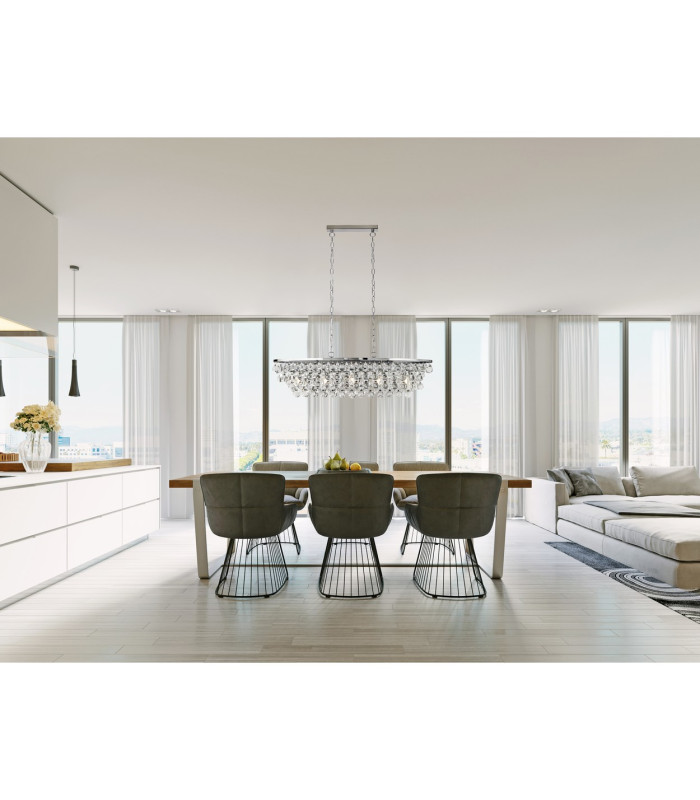 Michelle 5 Light Chrome Oval Ceiling Bar Pendant with Glass Balls_Room