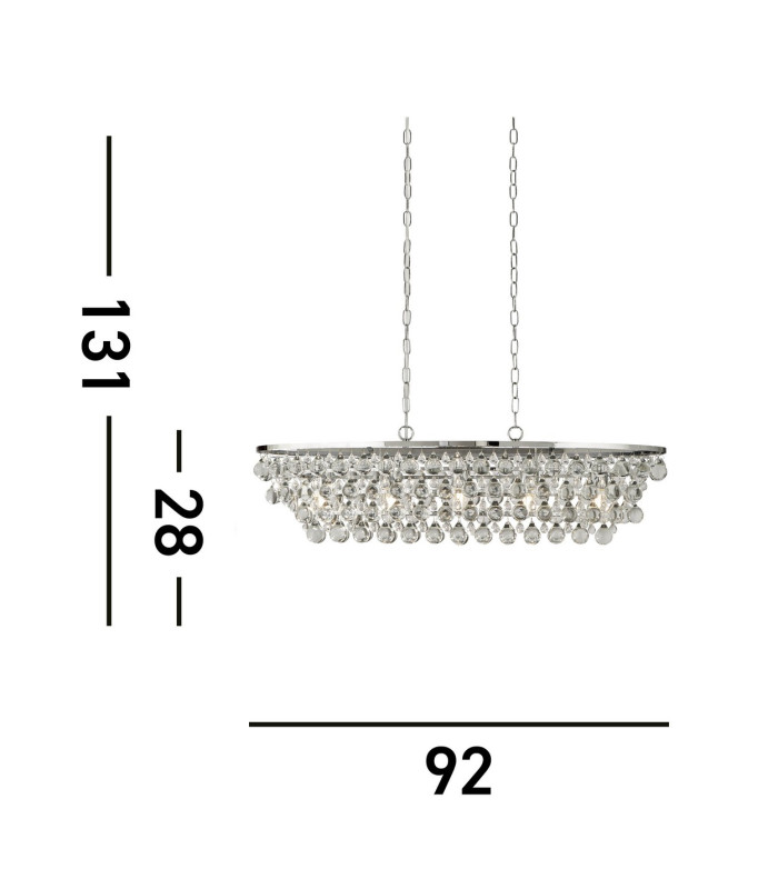 Michelle 5 Light Chrome Oval Ceiling Bar Pendant with Glass Balls_Line