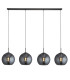 Amsterdam 4 Light Matt Black Bar Ceiling Pendant Round Smokey Glass Shades_Main