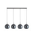 Amsterdam 4 Light Matt Black Bar Ceiling Pendant Round Smokey Glass Shades_Off