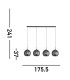 Amsterdam 4 Light Matt Black Bar Ceiling Pendant Round Smokey Glass Shades_Line
