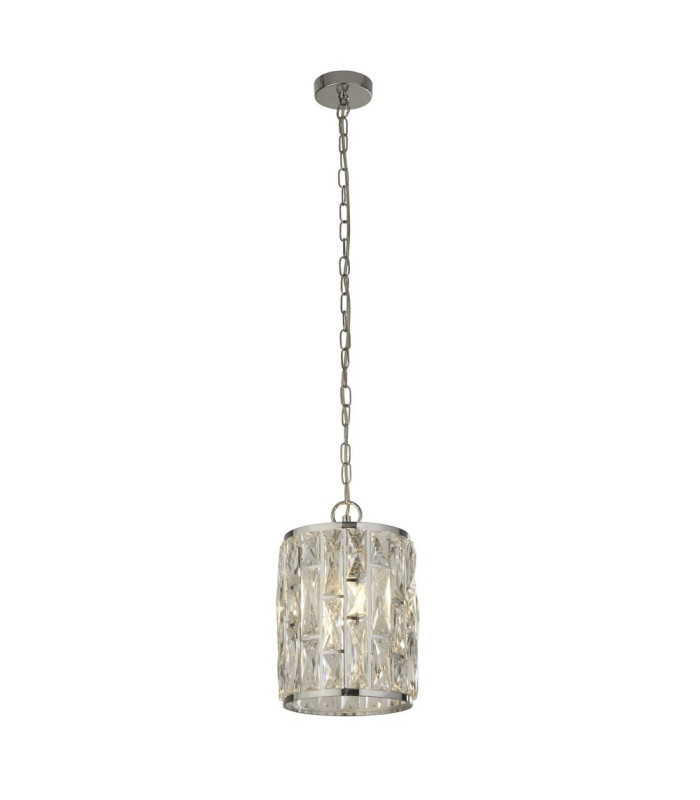 Bijou 1 Light Chrome Ceiling Pendant with Crystal Glass_Main