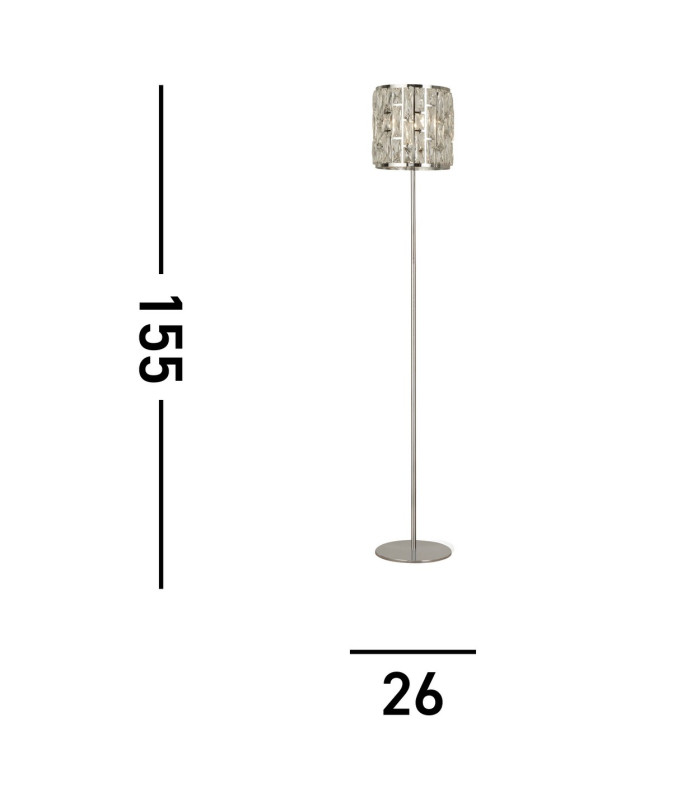 Bijou 1 Light Chrome Floor Lamp with Crystal Glass_Line