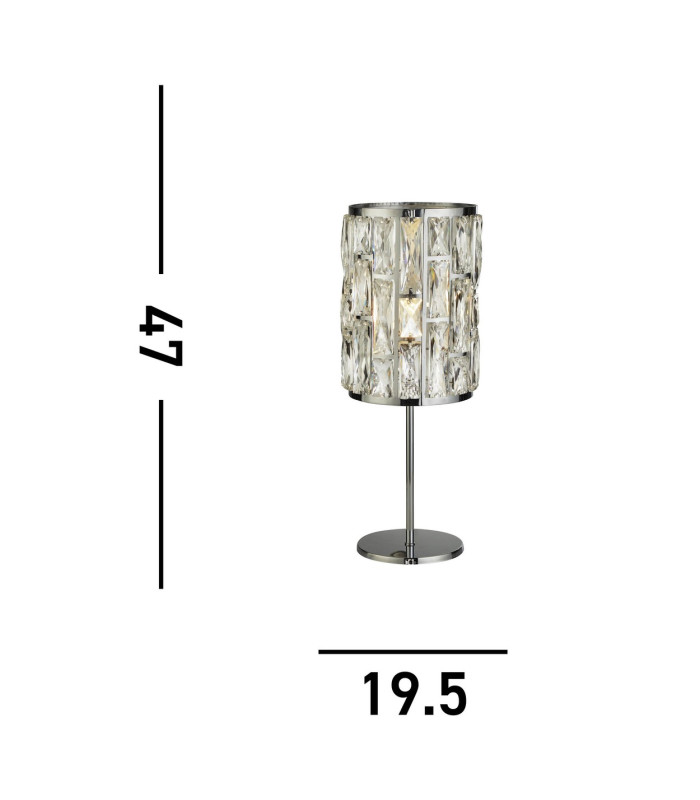 Bijou 1 Light Chrome Table Lamp with Crystal Glass_Line