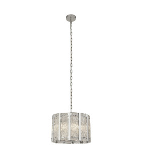 Alexandra 5 Light Satin Silver Ceiling Pendant with Aquatex Glass Metal Bars_Main