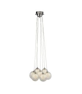 Cluster 7 Light Led Ball Ceiling Pendant - Chrome Glass & Crystal Sand Balls_Main