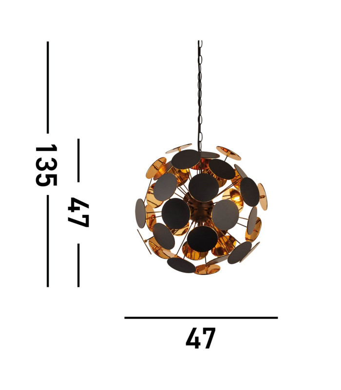 Discus 4 Light Black Gold Ceiling Pendant_Line