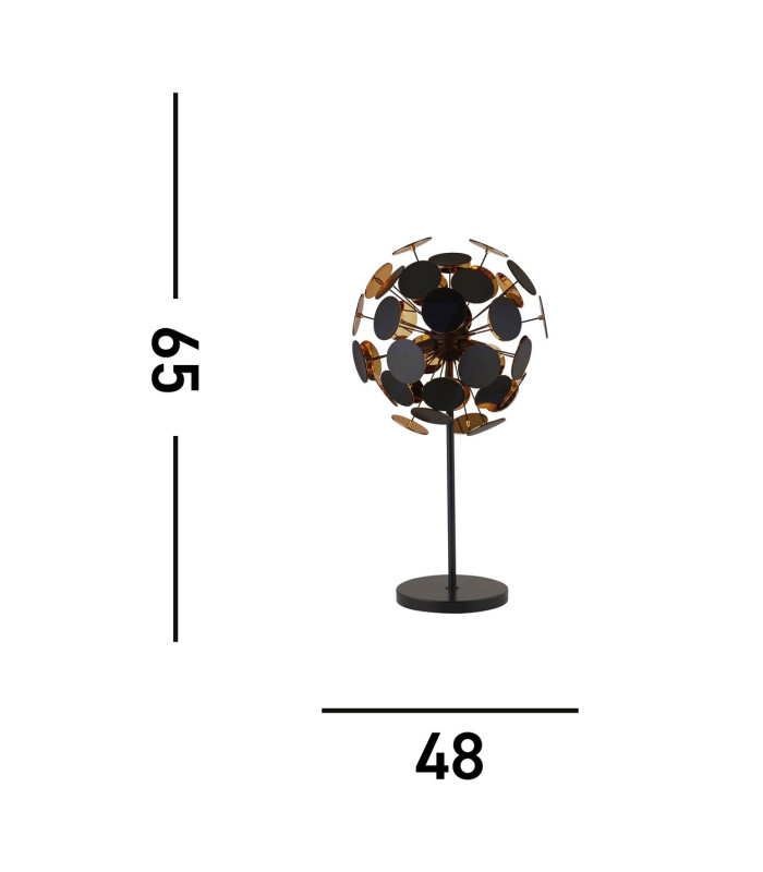 Discus 3 Light Black Gold Table Lamp_Line