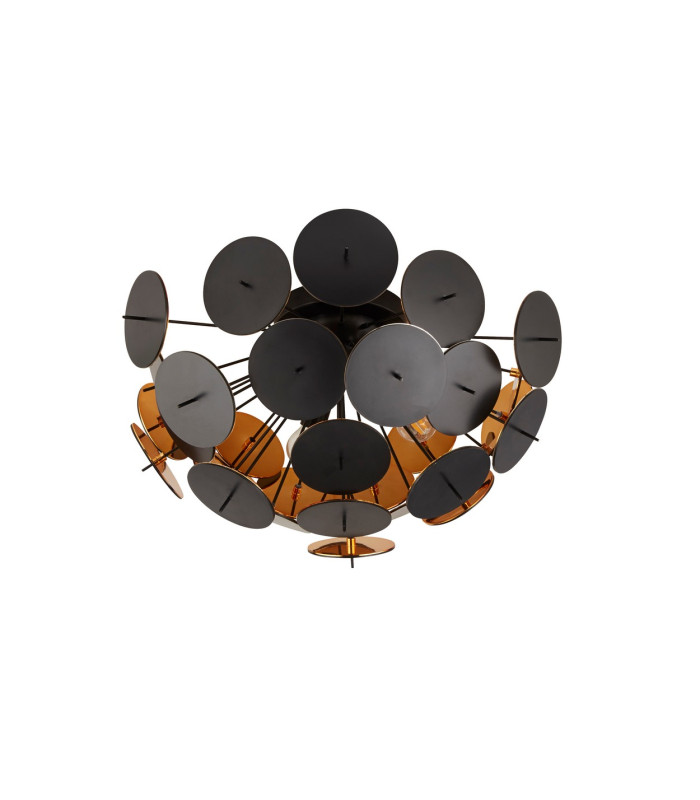 Discus 3 Light Black Gold Semi-Flush Lamp_Off