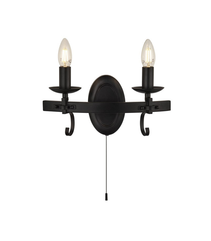 Cartwheel 2 Light Candle Wall Light - Black_Main