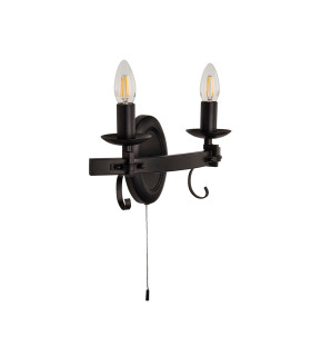 Cartwheel 2 Light Candle Wall Light - Black_Off