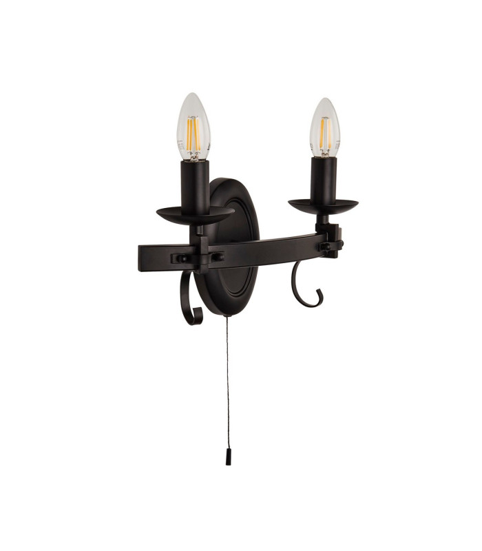 Cartwheel 2 Light Candle Wall Light - Black_Off