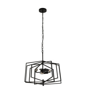 Slinky 3 Light Metal Adjustable Matt Black Cage Ceiling Pendant_Off