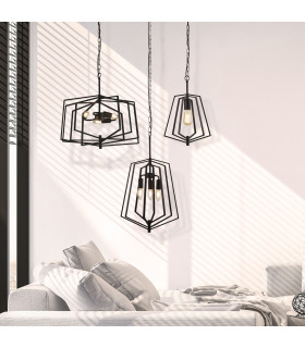 Slinky 3 Light Metal Adjustable Matt Black Cage Ceiling Pendant_Room