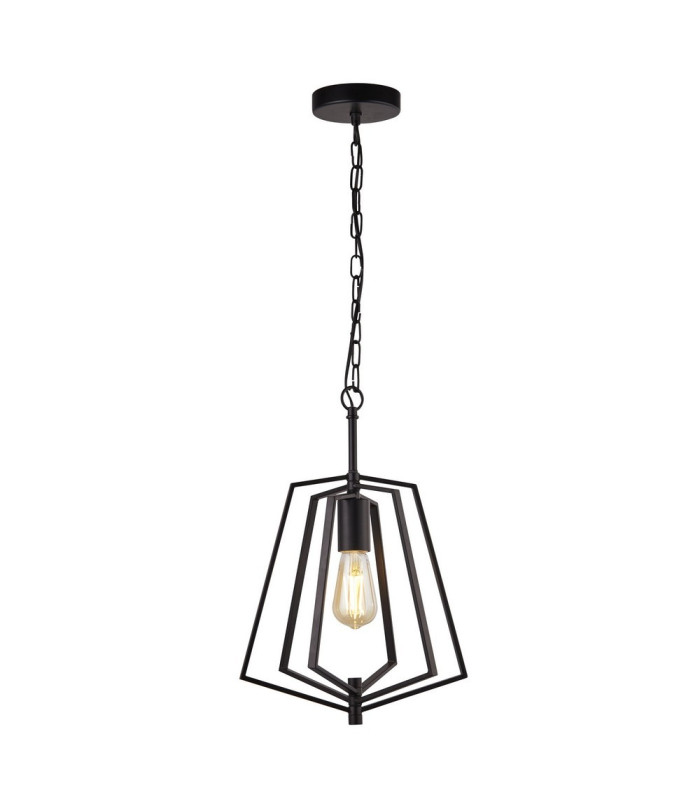 Slinky 1 Light Metal Adjustable Matt Black Cage Ceiling Pendant_Main