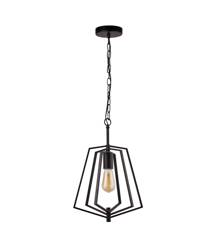 Slinky 1 Light Metal Adjustable Matt Black Cage Ceiling Pendant_Off