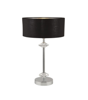 New Orleans 1 Light Chrome Table Lamp with Black Shade Silver Inner_Main
