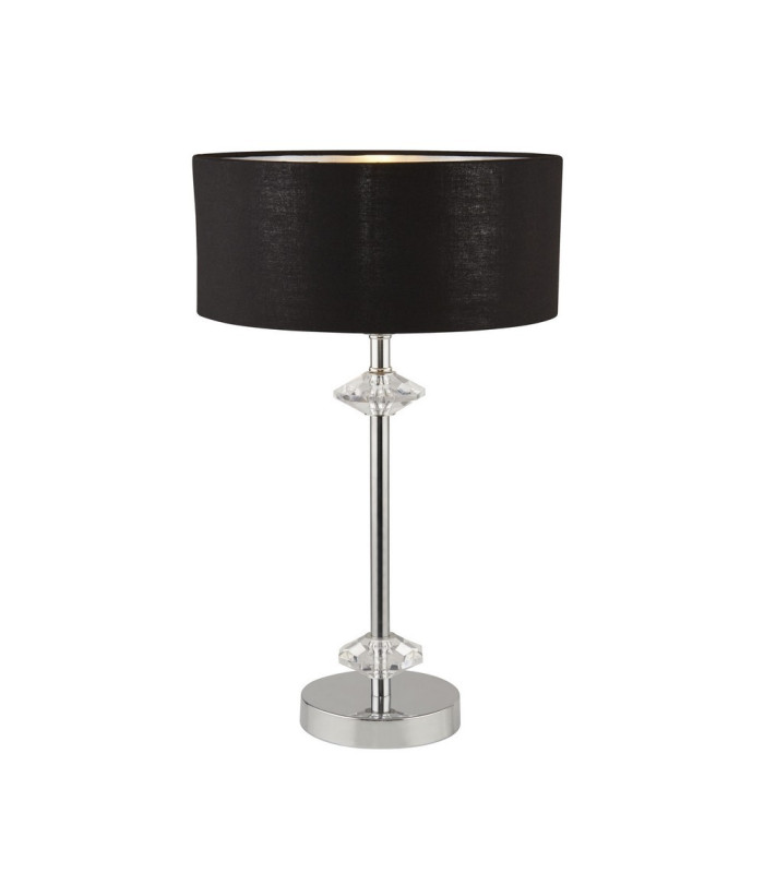 New Orleans 1 Light Chrome Table Lamp with Black Shade Silver Inner_Main