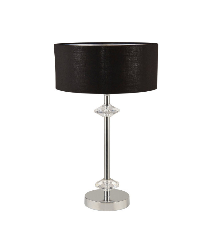 New Orleans 1 Light Chrome Table Lamp with Black Shade Silver Inner_Off
