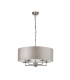Knightsbridge Satin Silver Ceiling Pendant 5 Light with Silver Faux Silk Shade_Main