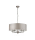 Knightsbridge Satin Silver Ceiling Pendant 5 Light with Silver Faux Silk Shade_Off