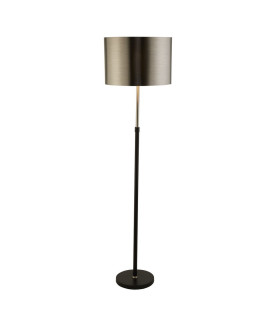Floor Lamp Black Chrome with Brushed Black Chrome Shade_Main