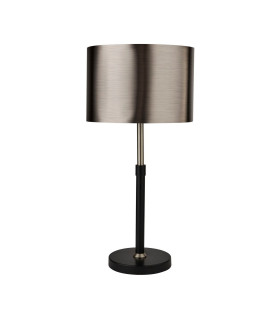 Table Lamp Black Chrome with Brushed Black Chrome Shade_Off