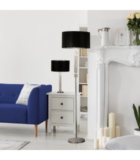 Chrome Glass Lamp with Black Shade Silver Inner_Room