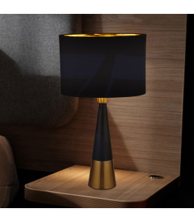 Pyramid Table Lamp Black Antique Copper Black Oval Shade Gold Inner_Room