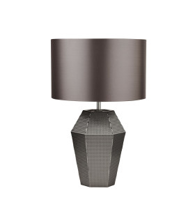 Table Lamp Smoked Glass with Grey Drum Shade_Off