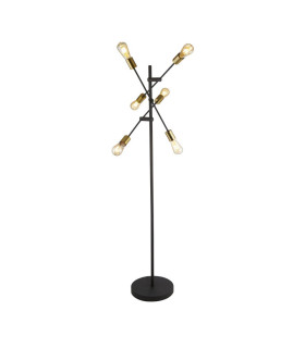 6 Light Floor Lamp Black And Satin Brass_Main