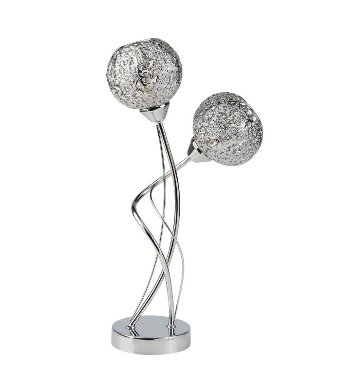 2 Light Table Light Fretwork Pattern Shades Chrome_Off