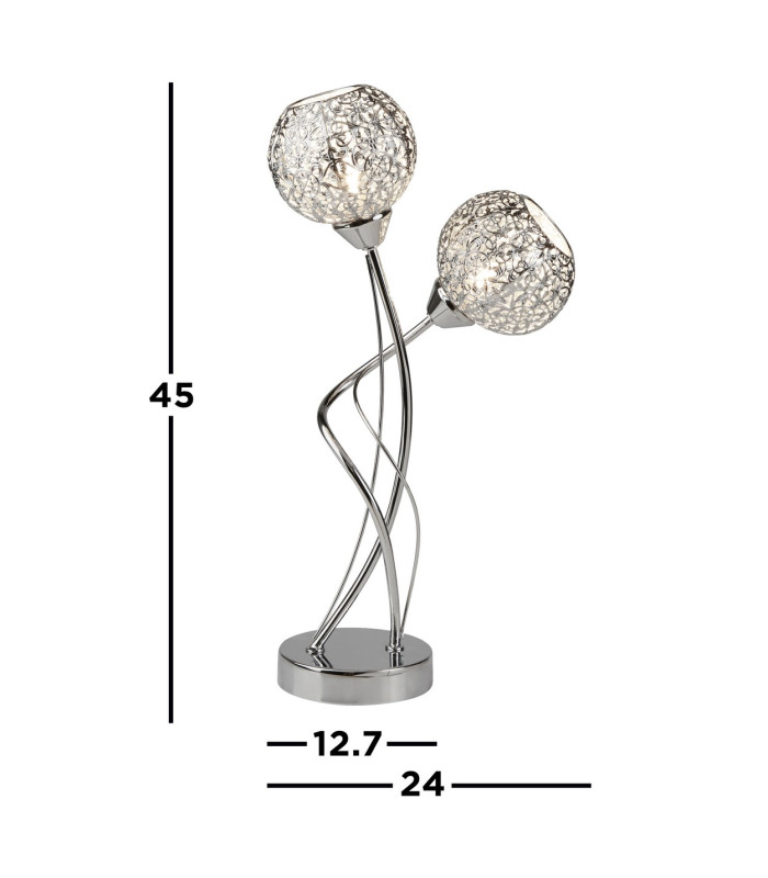 2 Light Table Light Fretwork Pattern Shades Chrome_Line