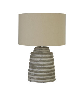 Grey Ridged Cement Table Lamp With Grey Shade_Main