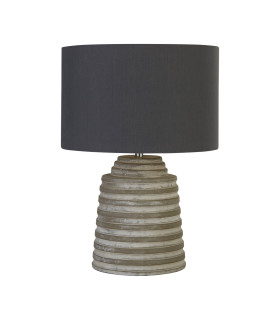 Grey Ridged Cement Table Lamp With Grey Shade_Off