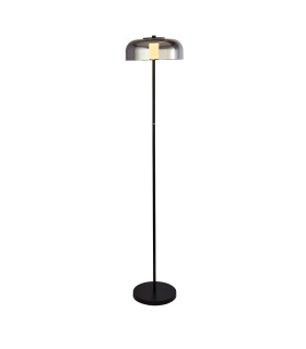 1 Light Led Floor Lamp Matt Black With Smoked Glass_Main