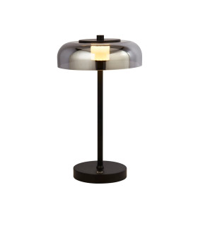 1 Light Led Table Lamp Matt Black With Smoked Glass_Main