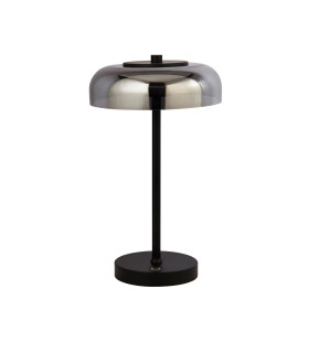 1 Light Led Table Lamp Matt Black With Smoked Glass_Off