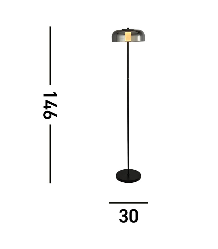 1 Light Led Floor Lamp Matt Black With Smoked Glass_Line