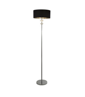 1 Light Chrome Floor Lamp With Black Shade Silver Inner_Main