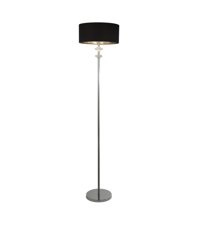 1 Light Chrome Floor Lamp With Black Shade Silver Inner_Off