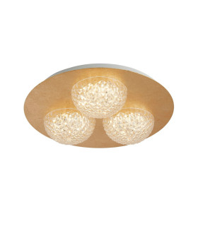 3 Light Round Led Ceiling Light -  Gold Leaf With Clear Acrylic_Main