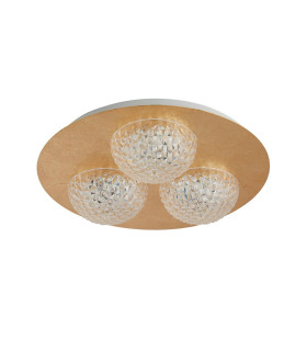 3 Light Round Led Ceiling Light -  Gold Leaf With Clear Acrylic_Off