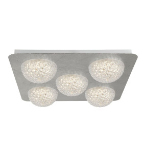 5 Light Led Ceiling Light - Silver Leaf With Clear Acrylic_Main
