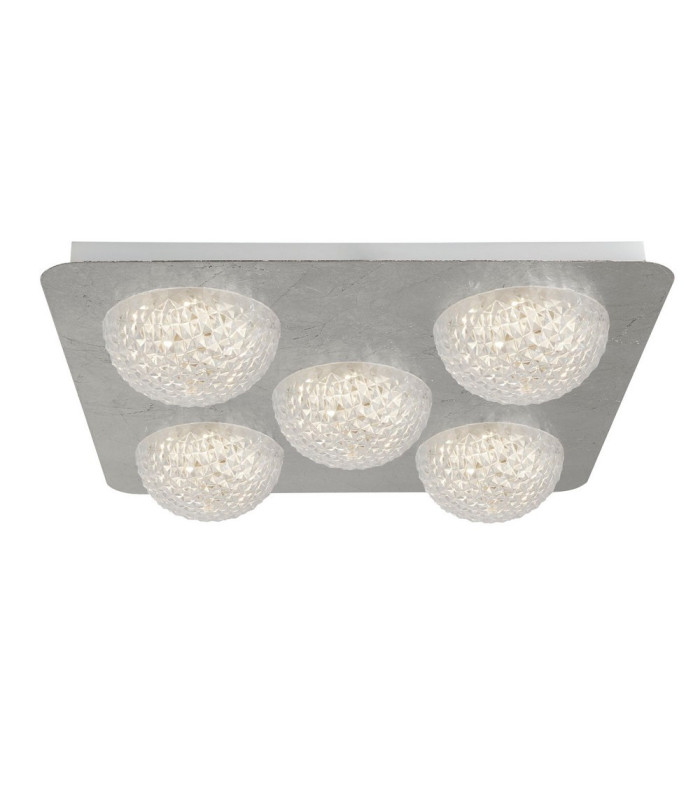 5 Light Led Ceiling Light - Silver Leaf With Clear Acrylic_Main