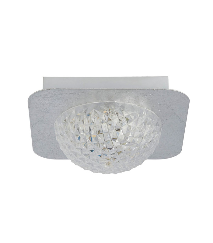 1  Light Square Led Ceiling Light - Silver Leaf With Clear Acrylic_Off