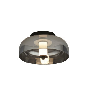 1 Light Led Flush Matt Black With Smoked Glass_Main