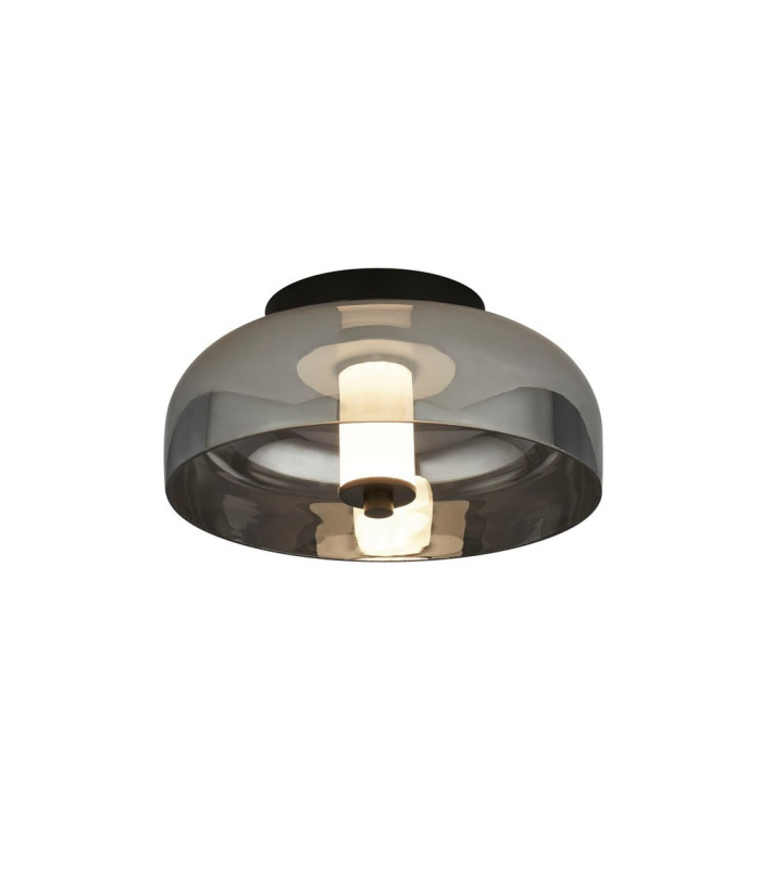 1 Light Led Flush Matt Black With Smoked Glass_Main