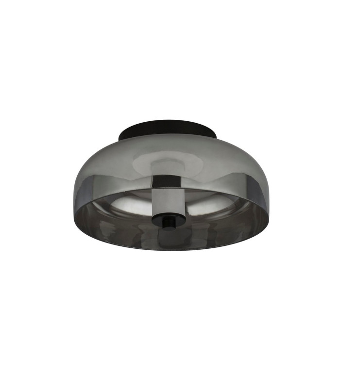 1 Light Led Flush Matt Black With Smoked Glass_Off